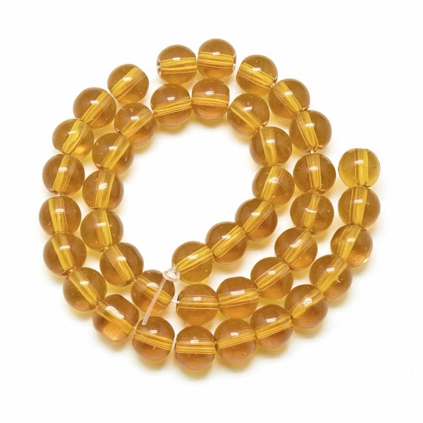 Glass Beads Transparent Goldenrod Round 10MM