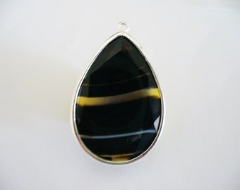 Agate Gemstone Teardrop Pendant 38x25MM