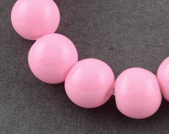 Glass Beads Pearl Pink Round 10MM