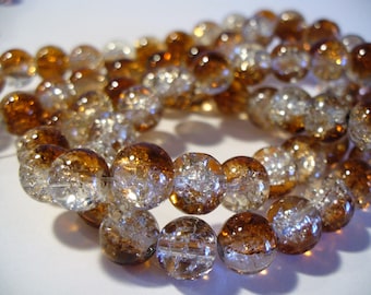 Crackle Glass Beads  Brown and Clear 8MM