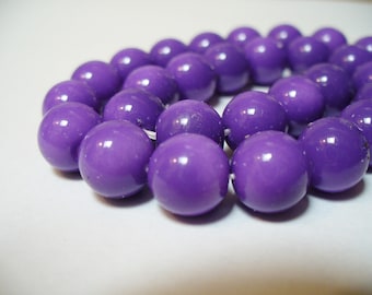 Glass  Beads Purple Round 10MM