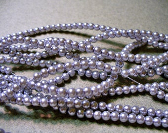 Glass Pearls Lilac Silver 3MM