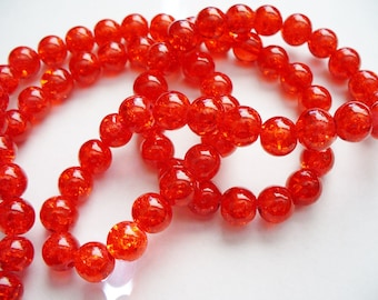 Crackle Glass Beads Cherry Red 8MM