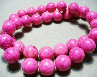Fossil Gemstone Pink Round Beads 8mm