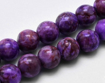 African Turquoise Beads Round Purple 10MM