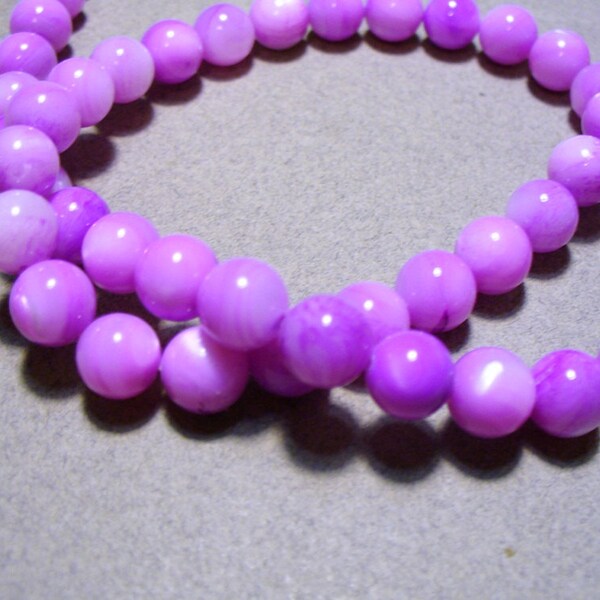 Mother of Pearl Beads Pink Purple 8MM