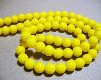 Glass Beads Yellow  Round 8MM