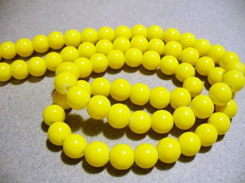 Glass Beads Yellow Round 8MM image 1