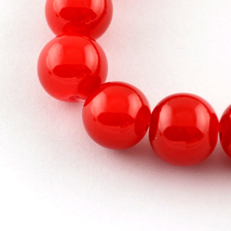 Jade Glass Beads Cherry Red Round 10.5MM image 1