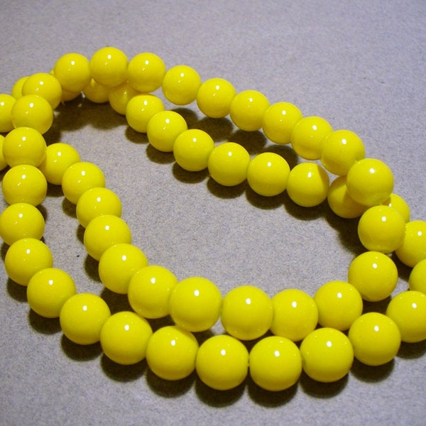 Perles de verre jaune rond 10mm