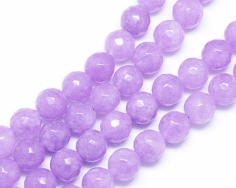 Jade Beads Lavender Faceted Round 10MM