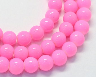 Glass Beads Pearl Pink Round 8-9MM