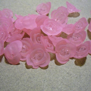 Perles Acryliques Fleur Rose Givrée 16MM