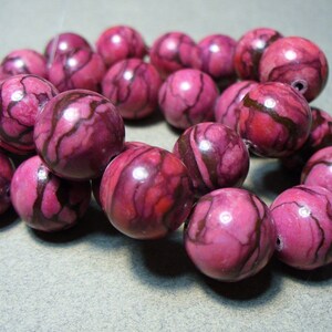 Web Jasper Beads Gemstone Raspberry Round 15-16mm image 2