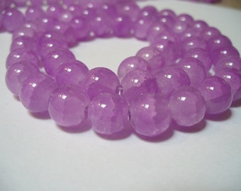 Crackle Glass Beads Lavender (Looks like Agate) 10mm