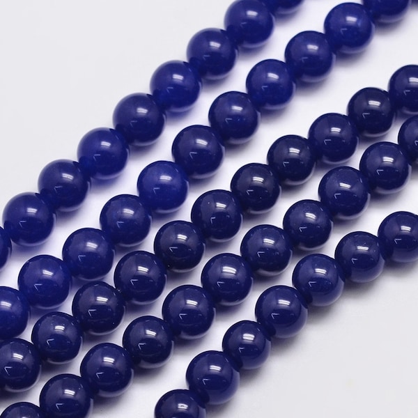 Jade Beads Gemstone Dark Blue Round 8MM