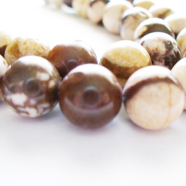 Australian Agate Stiped Gemstone Brown and Tan Round 10MM