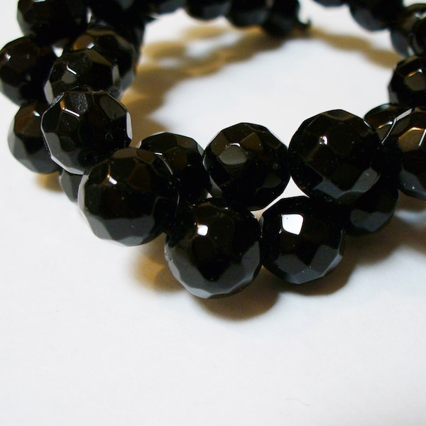 Jade Beads Black Faceted Round 10MM