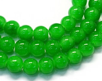 Jade Glass Beads Green Round 6MM