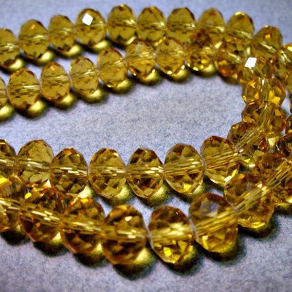 Crystal Beads Faceted Goldenrod Rondelles 8x5mm