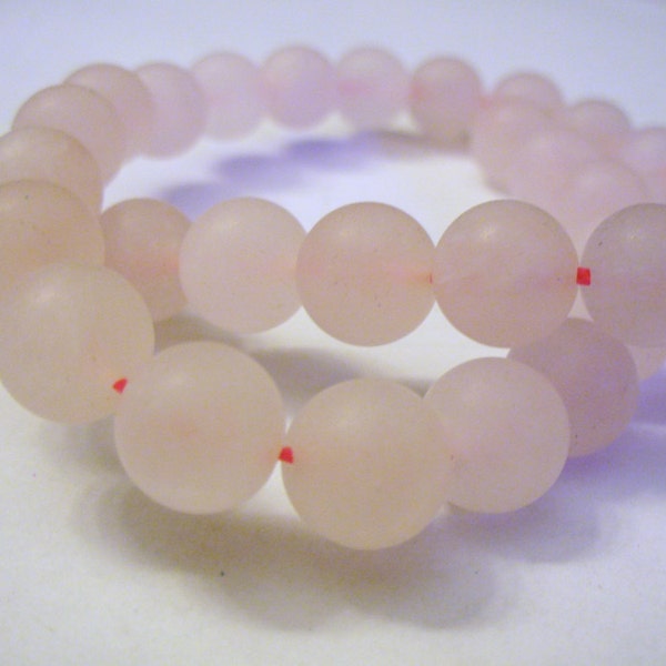 Rose Quartz Frosted Beads Round 10mm
