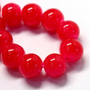 Jade Glass Beads Cherry Red Round 10.5MM image 2