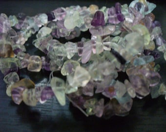 65.00 Cts 13 Inches Natural Untreated Multicolor Fluorite Drilled Beads Strand
