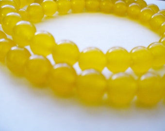 Jade Beads Gemstone Yellow Round 6mm