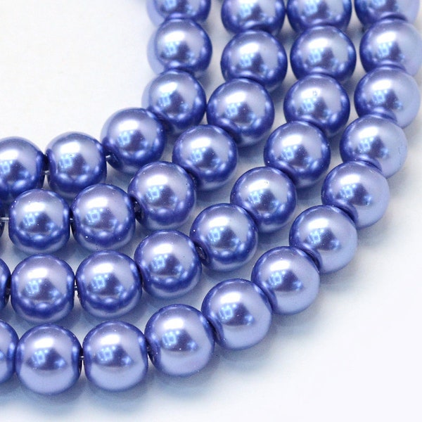 Glass Pearls Slate Blue 8-9mm