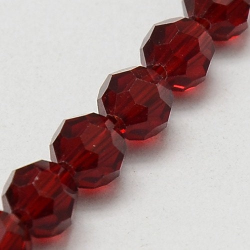 Red Crystal Rondelle Beads 8mm X 6.2mm Faceted Transparent Prayer Beads  60pcs for Five Decade Rosary 