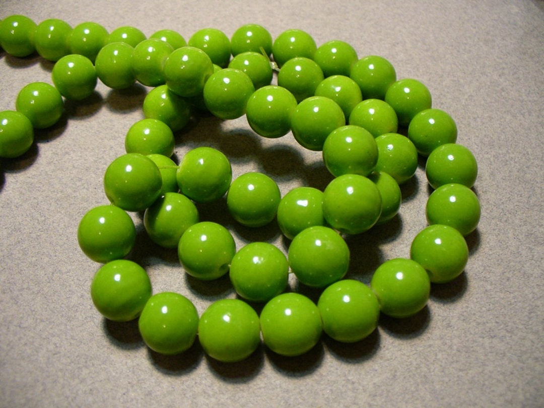 Glass Beads Yellow Green Round 10mm Etsy