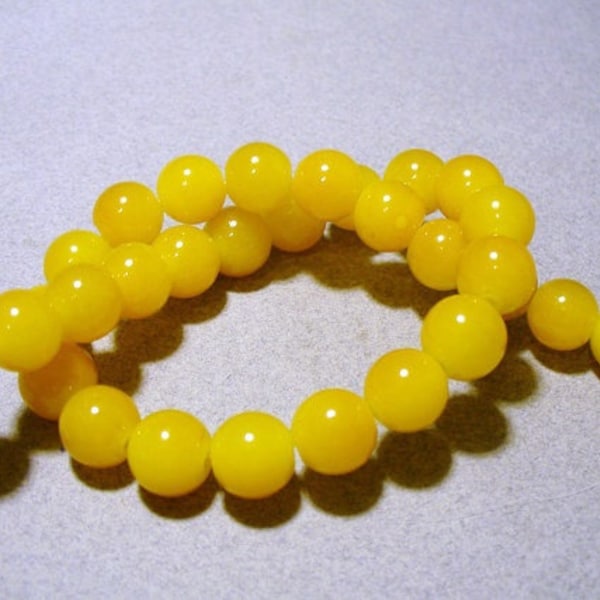 Jade Glass Beads Golden Yellow  Round 10.5MM