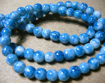 Jade Glass Beads Blue Round 6MM