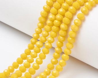 Crystal Beads Faceted Yellow Opaque  Rondelles 8x5MM