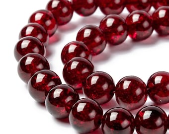 Crackle Glass Beads Dark Red 8mm