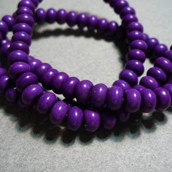 Magnesite Beads Gemstone Purple Rondelle 6mm