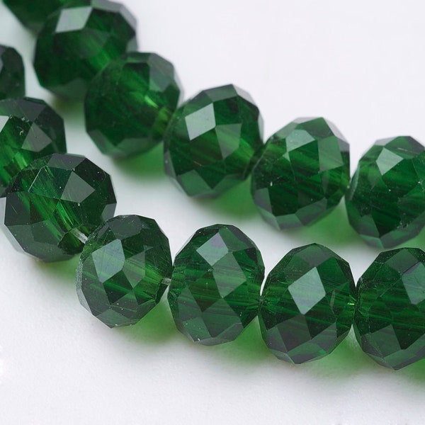 Crystal Beads Dark Green Faceted  Rondelles 8x5MM