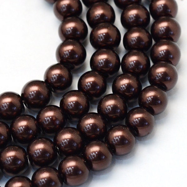 Glass Pearls Brown 10MM