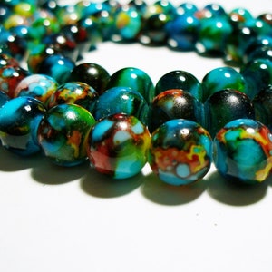 Glass Beads Multi Colored Round 10MM