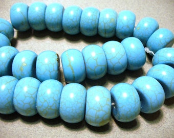 Magnesite Beads Turquoise Rondelle 18x10mm