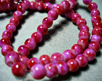 Jade Glass Beads Pink Round  6MM