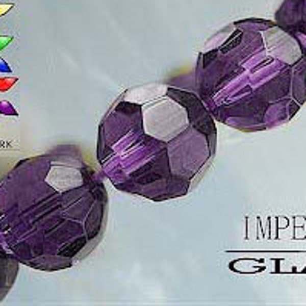 Crystal Beads Faceted Purple Round 8mm