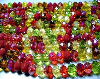 Crystal Beads Autumn Leaves Faceted Rondelles 6x4MM