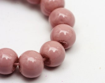 Glass  Bead Rosy Brown Round 10MM