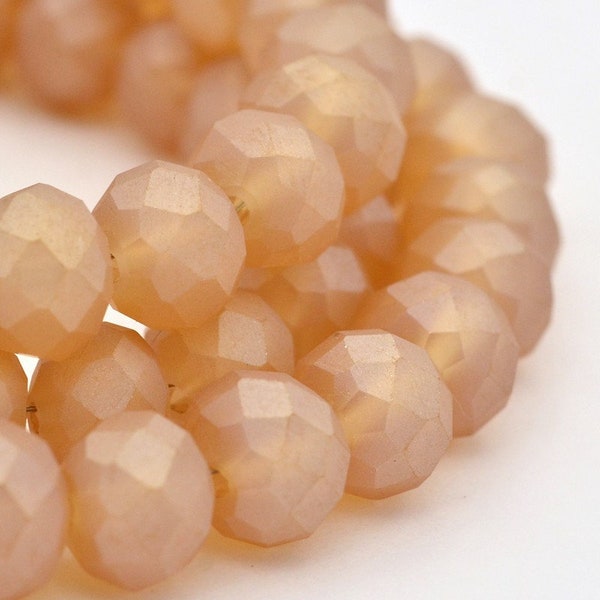 Crystal Beads Faceted Copper Color Frosted Rondelles 8x6mm