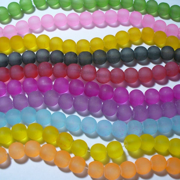 Glass Frosted Beads Multi Colors Round 10MM