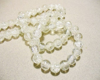 Crackle Glass Beads Clear 8MM