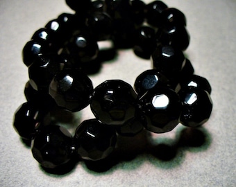 Crystal Beads Faceted Black 12mm