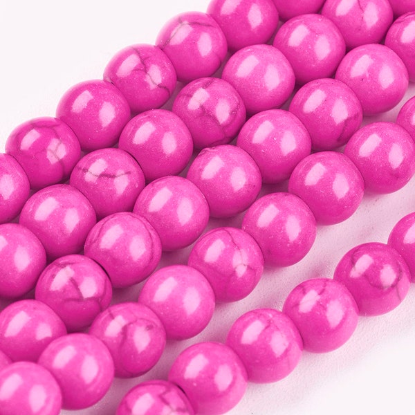 Bright Pink Magnesite Beads Gemstone Round 6MM