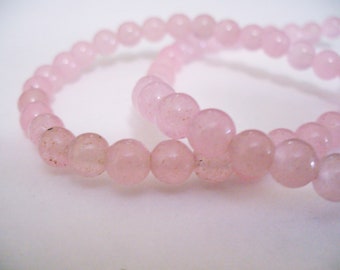 Jade Beads Gemstone Light Pink Round 6mm